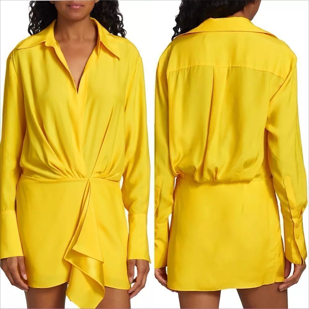 Gauge81 Cusco Draped Silk Minidress Lemon in Size S